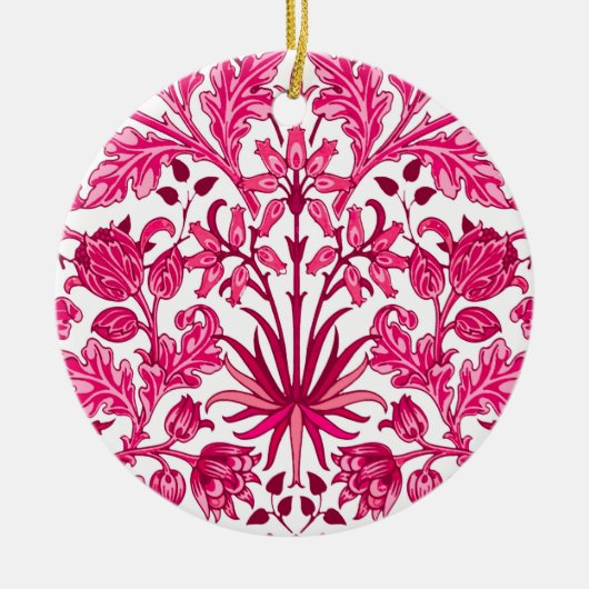 William Morris Hyacinth Print, Bourgogne en roze Keramisch Ornament (Voorkant)