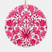 William Morris Hyacinth Print, Bourgogne en roze Keramisch Ornament (Achterkant)