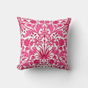 William Morris Hyacinth Print, Bourgogne en roze Kussen