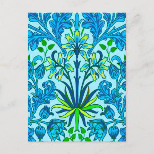 William Morris Hyacinth Print, Cerulean Blue Briefkaart