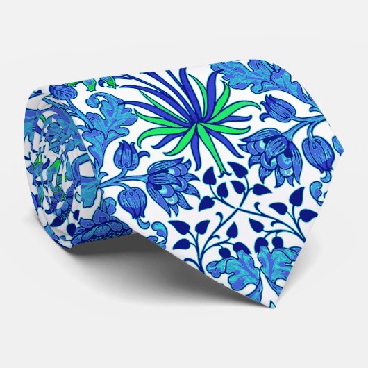 William Morris Hyacinth Print, Cerulean Blue Stropdas (Opgerold)