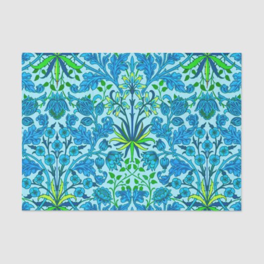 William Morris Hyacinth Print, Cerulean Blue Tissuepapier (Voorkant)