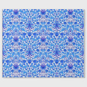 William Morris Hyacinth Print, Cobalt Blue en Whit Cadeaupapier (Vlak)
