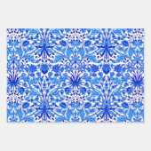 William Morris Hyacinth Print, Cobalt Blue en Whit Inpakpapier Vel (Voorkant)
