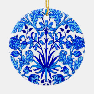 William Morris Hyacinth Print, Cobalt Blue en Whit Keramisch Ornament