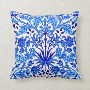 William Morris Hyacinth Print, Cobalt Blue en Whit Kussen