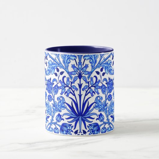 William Morris Hyacinth Print, Cobalt Blue en Whit Mok (Midden)