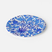 William Morris Hyacinth Print, Cobalt Blue en Whit Papieren Bordje (Gekanteld)