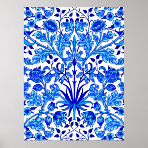 William Morris Hyacinth Print, Cobalt Blue en Whit Poster