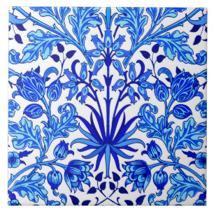 William Morris Hyacinth Print, Cobalt Blue en Whit Tegeltje