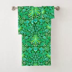 William Morris Hyacinth Print, Emerald Green Bad Handdoek