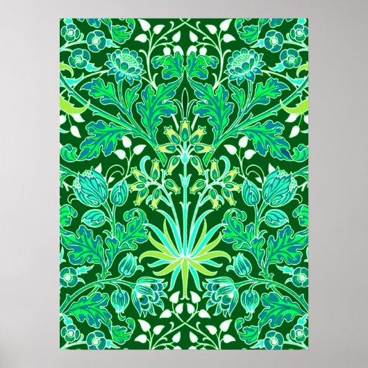 William Morris Hyacinth Print, Emerald Green Poster (Voorkant)