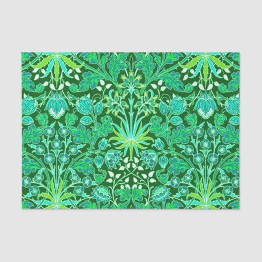 William Morris Hyacinth Print, Emerald Green Tissuepapier (Voorkant)