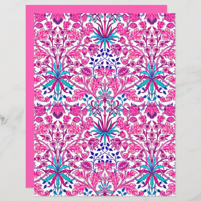William Morris Hyacinth Print, Fuchsia Pink (Voorkant / Achterkant)