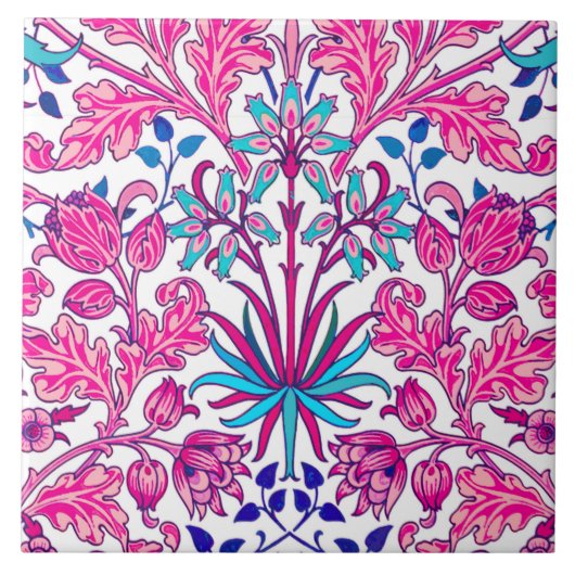 William Morris Hyacinth Print, Fuchsia Pink Tegeltje (Voorkant)