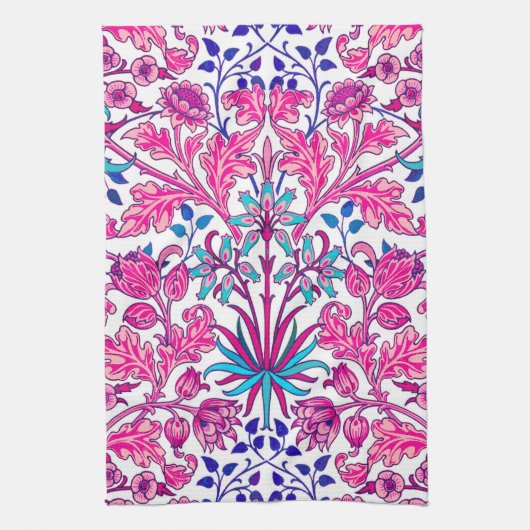 William Morris Hyacinth Print, Fuchsia Pink Theedoek (Verticaal)