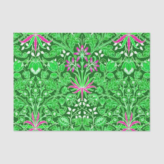 William Morris Hyacinth Print Limoen & Emerald Gre Tissuepapier (Voorkant)