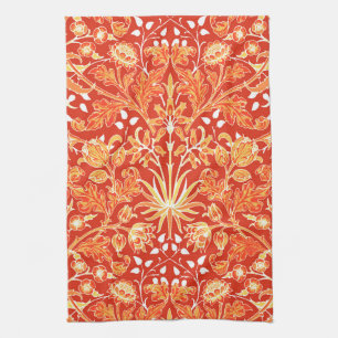 William Morris Hyacinth Print, Mandarin Oranje Theedoek