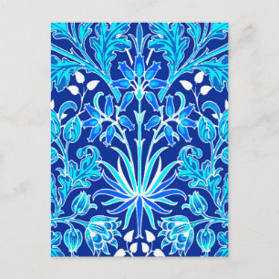William Morris Hyacinth Print, Navy & Cobalt Blue Briefkaart