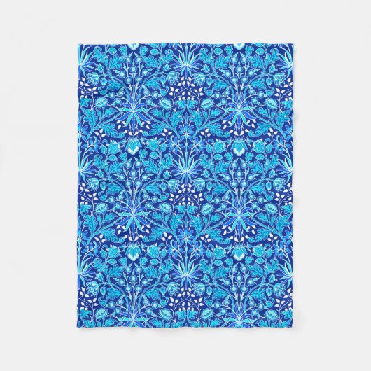 William Morris Hyacinth Print, Navy & Cobalt Blue Fleece Deken (Voorkant)