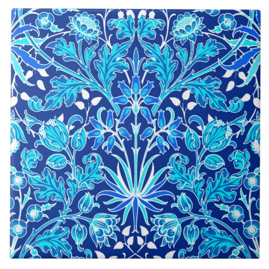 William Morris Hyacinth Print, Navy & Cobalt Blue Tegeltje (Voorkant)