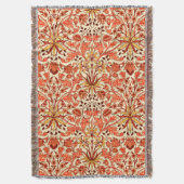 William Morris Hyacinth Print, Oranje en Rust Deken (Voorkant Verticaal)