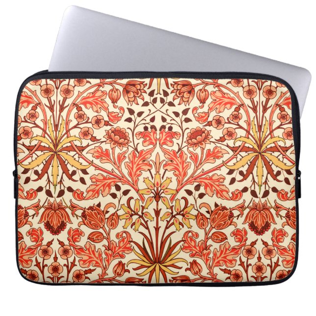 William Morris Hyacinth Print, Oranje en Rust Laptop Sleeve (Voorkant)