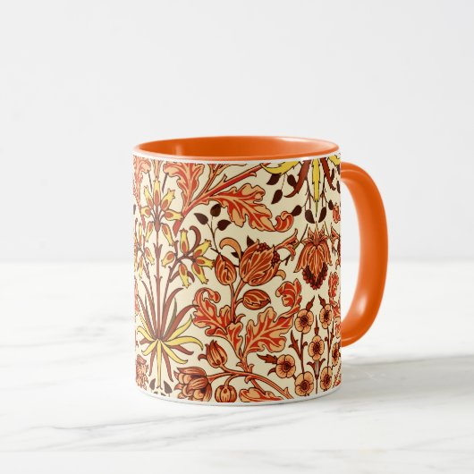 William Morris Hyacinth Print, Oranje en Rust Mok (Voorkant rechts)