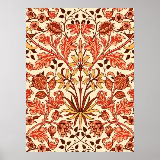 William Morris Hyacinth Print, Oranje en Rust Poster (Voorkant)