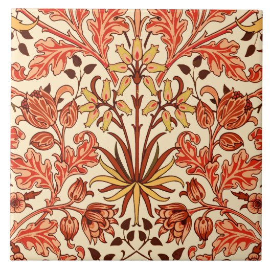 William Morris Hyacinth Print, Oranje en Rust Tegeltje (Voorkant)