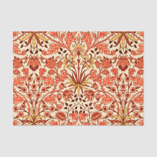 William Morris Hyacinth Print, Oranje en Rust Tissuepapier (Voorkant)