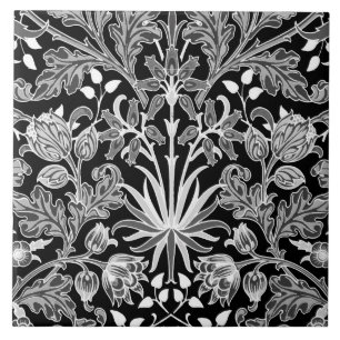 William Morris Hyacinth Print, zwart en wit Tegeltje
