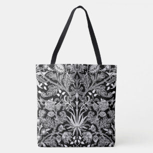 William Morris Hyacinth Print, zwart en wit Tote Bag