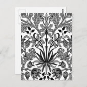 William Morris Hyacinth Print, zwart, wit en grijs Briefkaart (Voorkant / Achterkant)