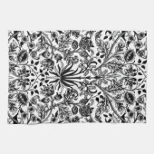 William Morris Hyacinth Print, zwart, wit en grijs Theedoek (Horizontaal)
