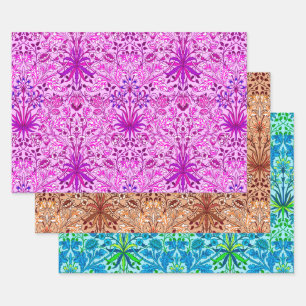 William Morris Hyacinths, Lavender, Beige, Aqua Inpakpapier Vel
