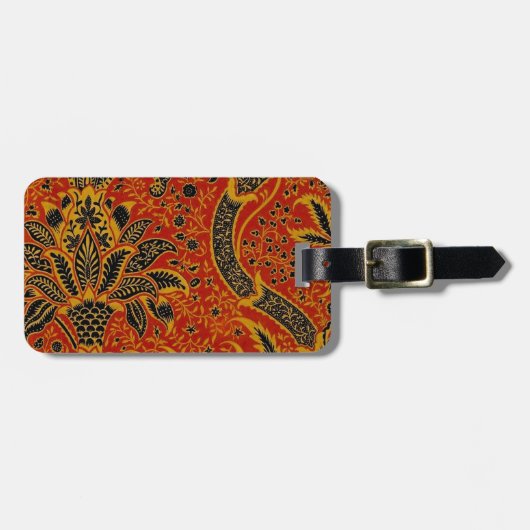 William Morris India Red Floral Bagagelabel (Voorkant horizontaal)