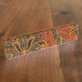 William Morris India Red Floral Naambordje (Zijkant)