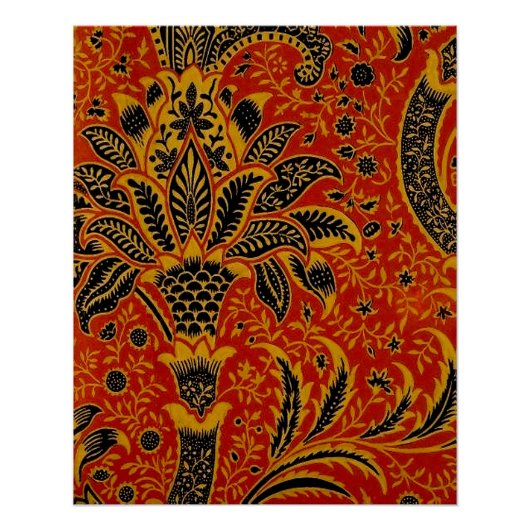 William Morris India Red Floral Perfect Poster (Voorkant)