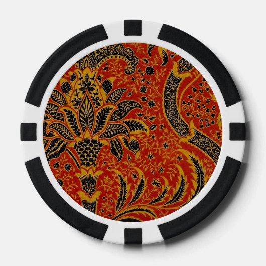 William Morris India Red Floral Poker Chips (Voorkant)