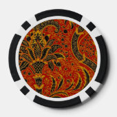 William Morris India Red Floral Poker Chips (Achterkant)