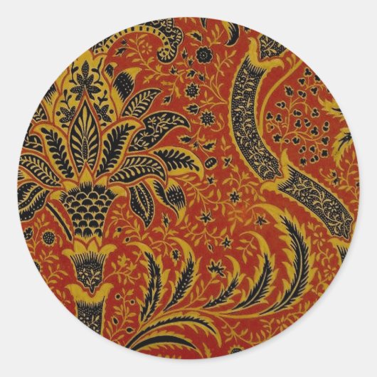 William Morris India Red Floral Ronde Sticker (Voorkant)