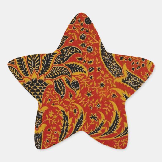 William Morris India Red Floral Ster Sticker (Voorkant)
