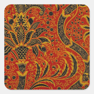 William Morris India Red Floral Vierkante Sticker