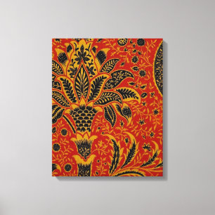 William Morris India Rood Bloem Motief Vintage Kla Canvas Afdruk