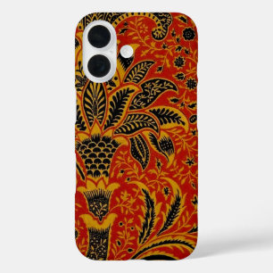 William Morris India Rood Bloem Motief Vintage Kla iPhone 16 Hoesje