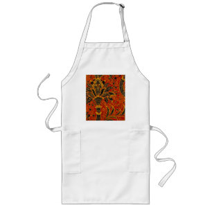 William Morris India Rood Bloem Motief Vintage Kla Lang Schort