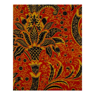 William Morris India Rood Bloem Motief Vintage Kla Perfect Poster