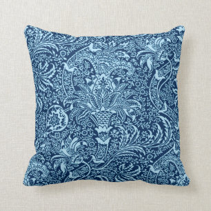 William Morris Indian, Dark Indigo en Sky Blue Kussen