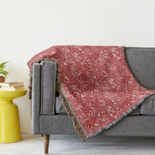 William Morris Indian, Dark Red en White Deken